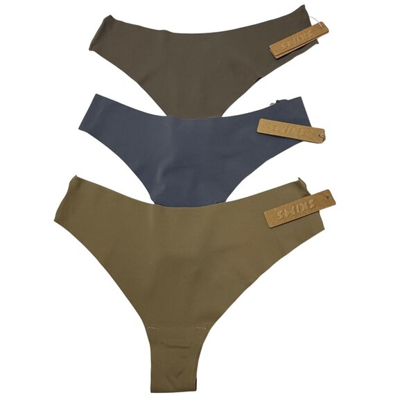 SKIMS Naked Dipped Thong Lot of 3 Desert Steel Blue Carbon XS - Picture 1 of 12